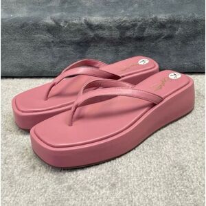 Seychelles Womens Sunflower Vegan Leather Platform Sandals Pink Size 7.5 NWOT